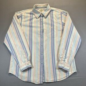 VINTAGE LL Bean Button Down Pastel Striped Shirt - Women's Small